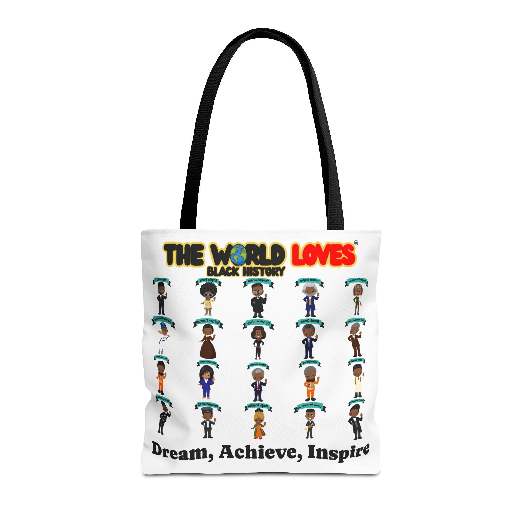 The World Loves™ Black History Tote — "Dream, Achieve, Inspire" Inspirational Tote Bag