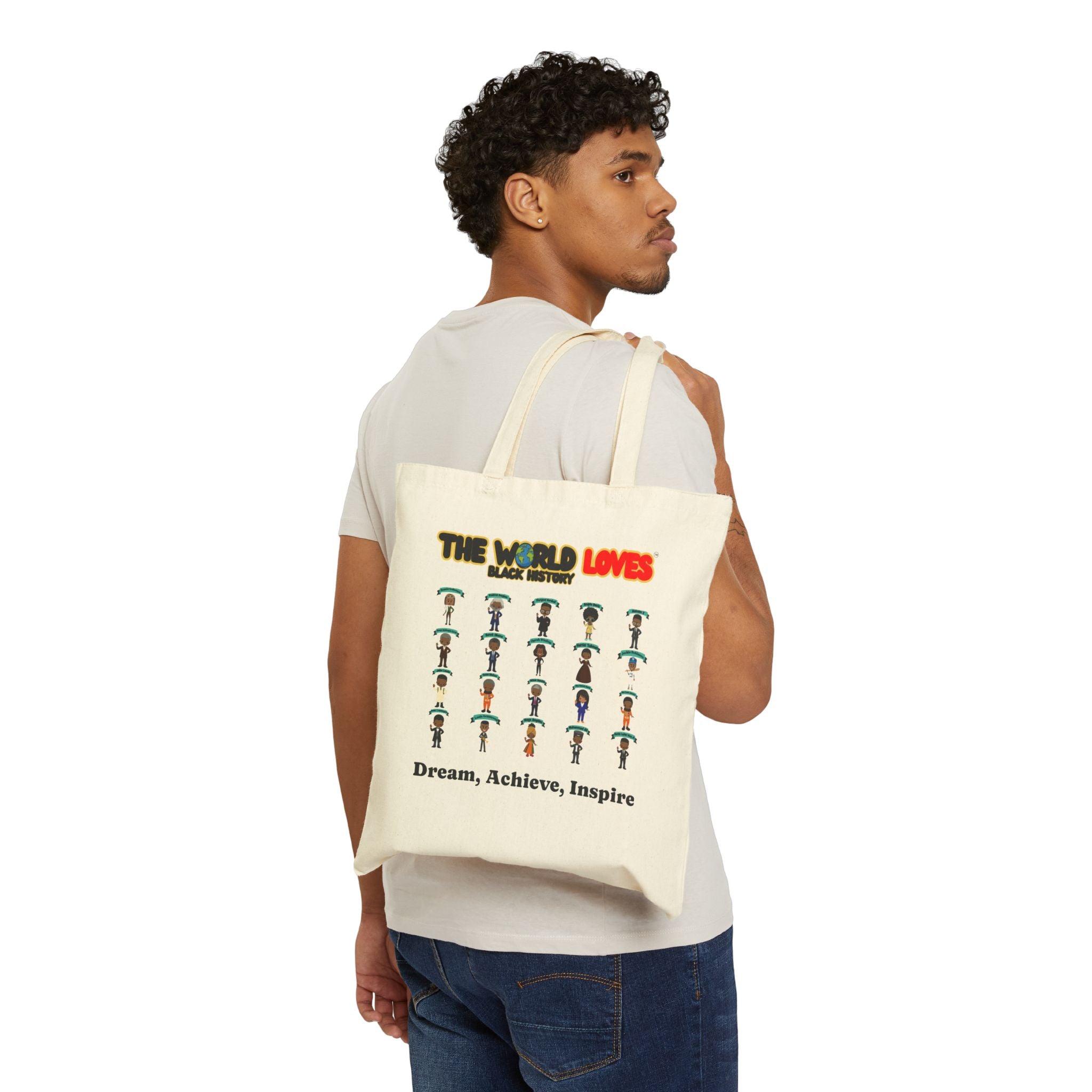The World Loves™ Black History Canvas Tote — Dream • Achieve • Inspire