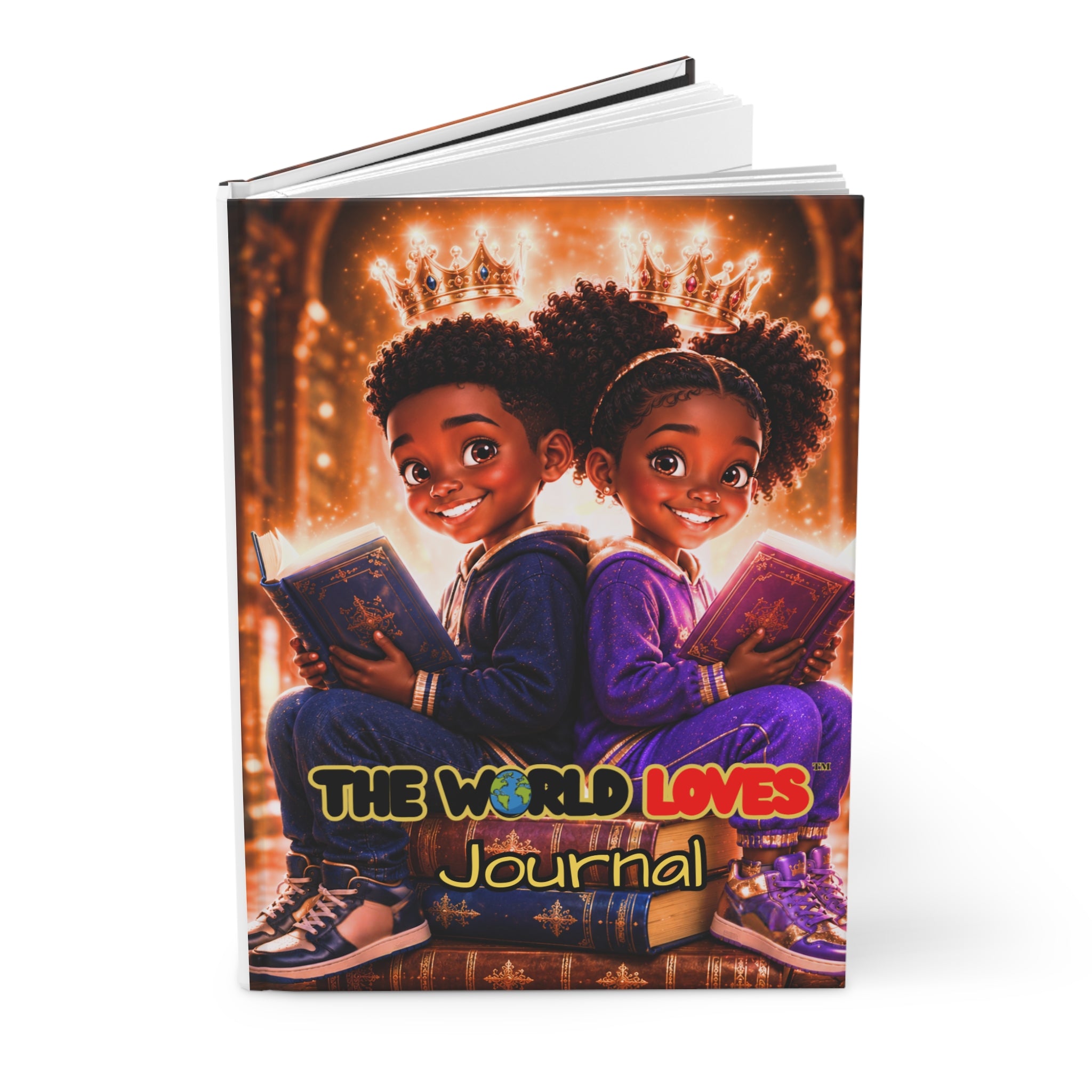 The World Loves™ Kids Reading Hardcover Journal — African American Siblings Inspirational Notebook