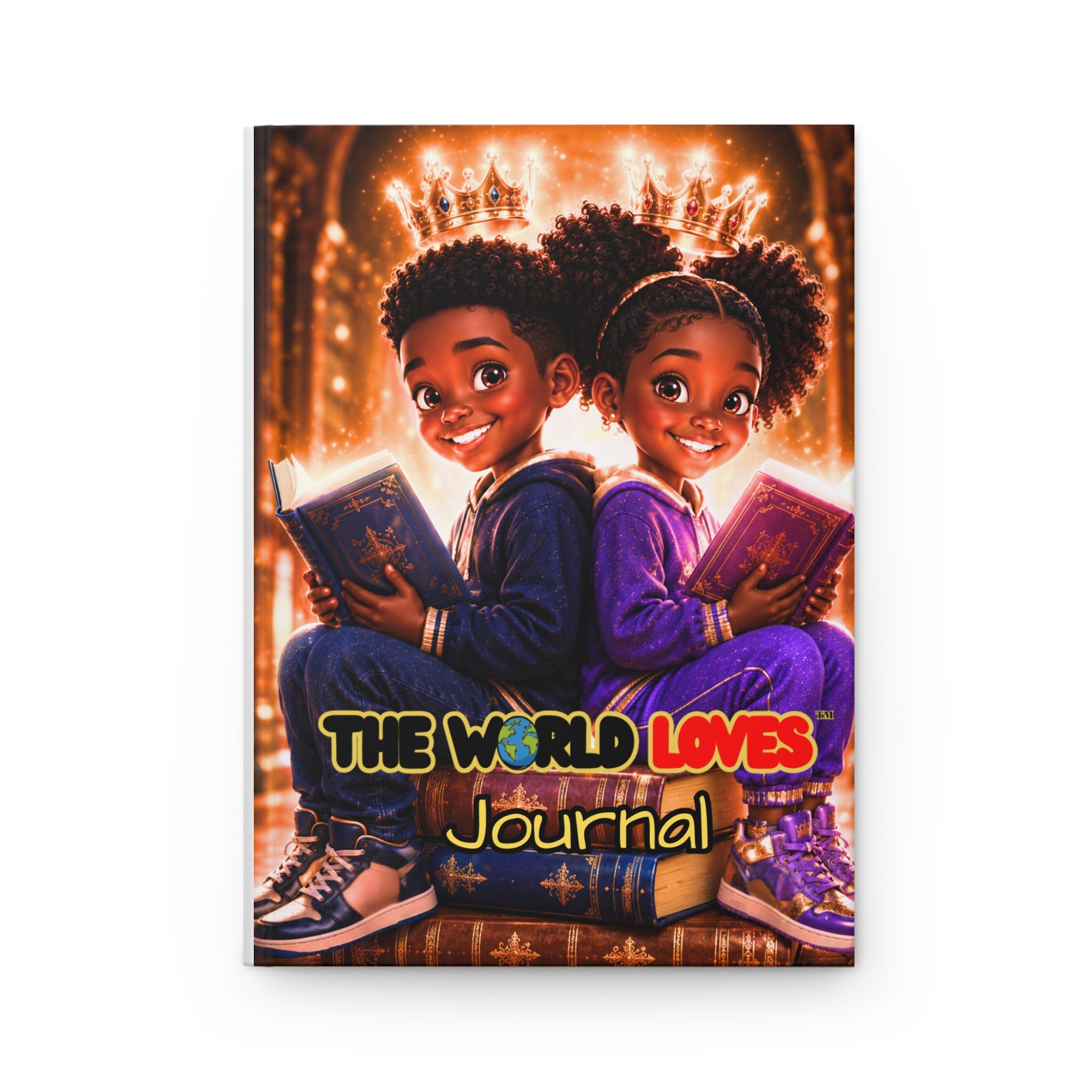 The World Loves™ Kids Reading Hardcover Journal — African American Siblings Inspirational Notebook