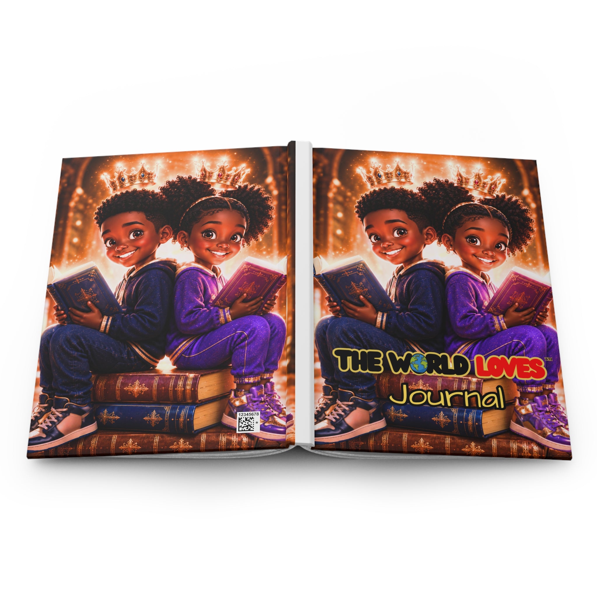 The World Loves™ Kids Reading Hardcover Journal — African American Siblings Inspirational Notebook