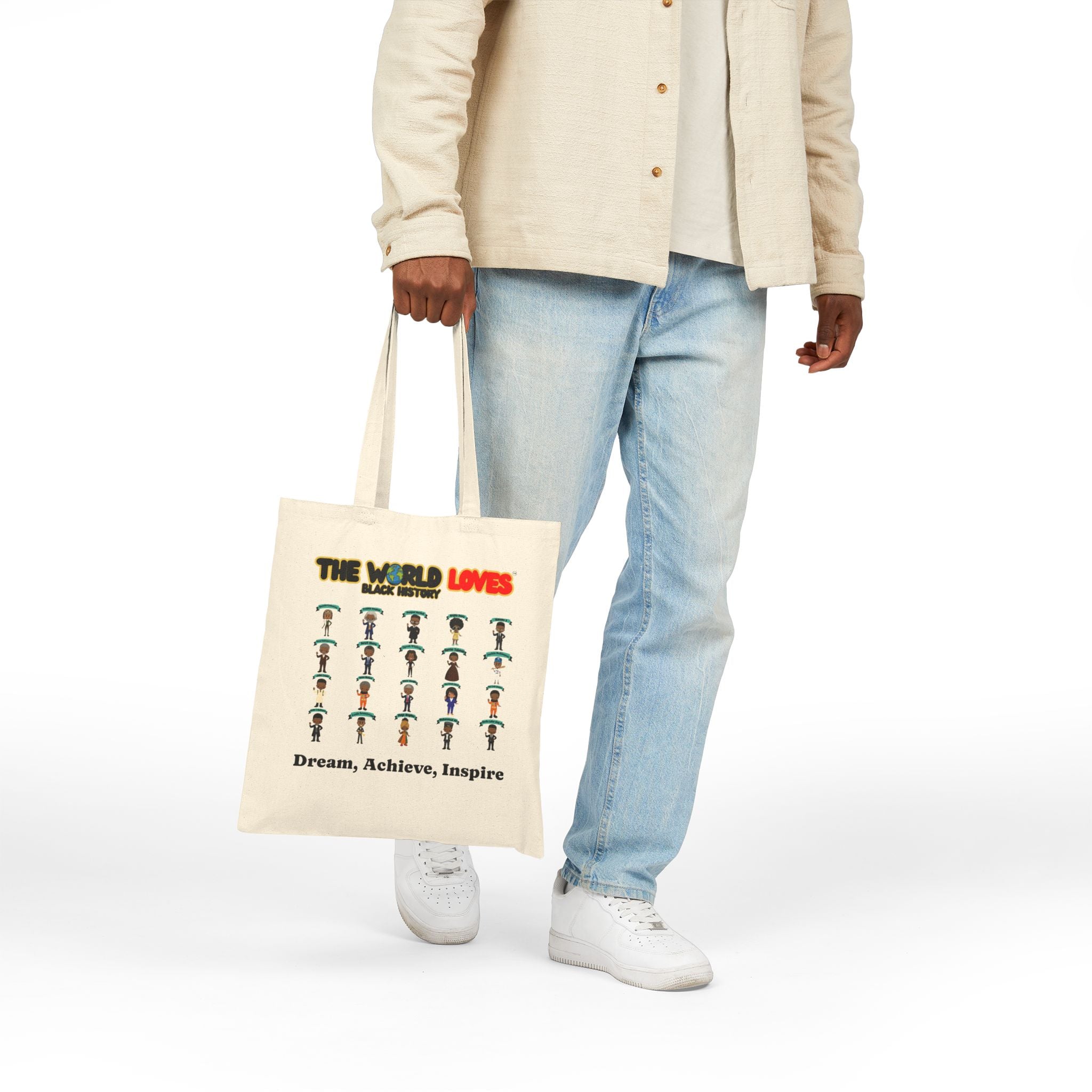 The World Loves™ Black History Canvas Tote — Dream • Achieve • Inspire