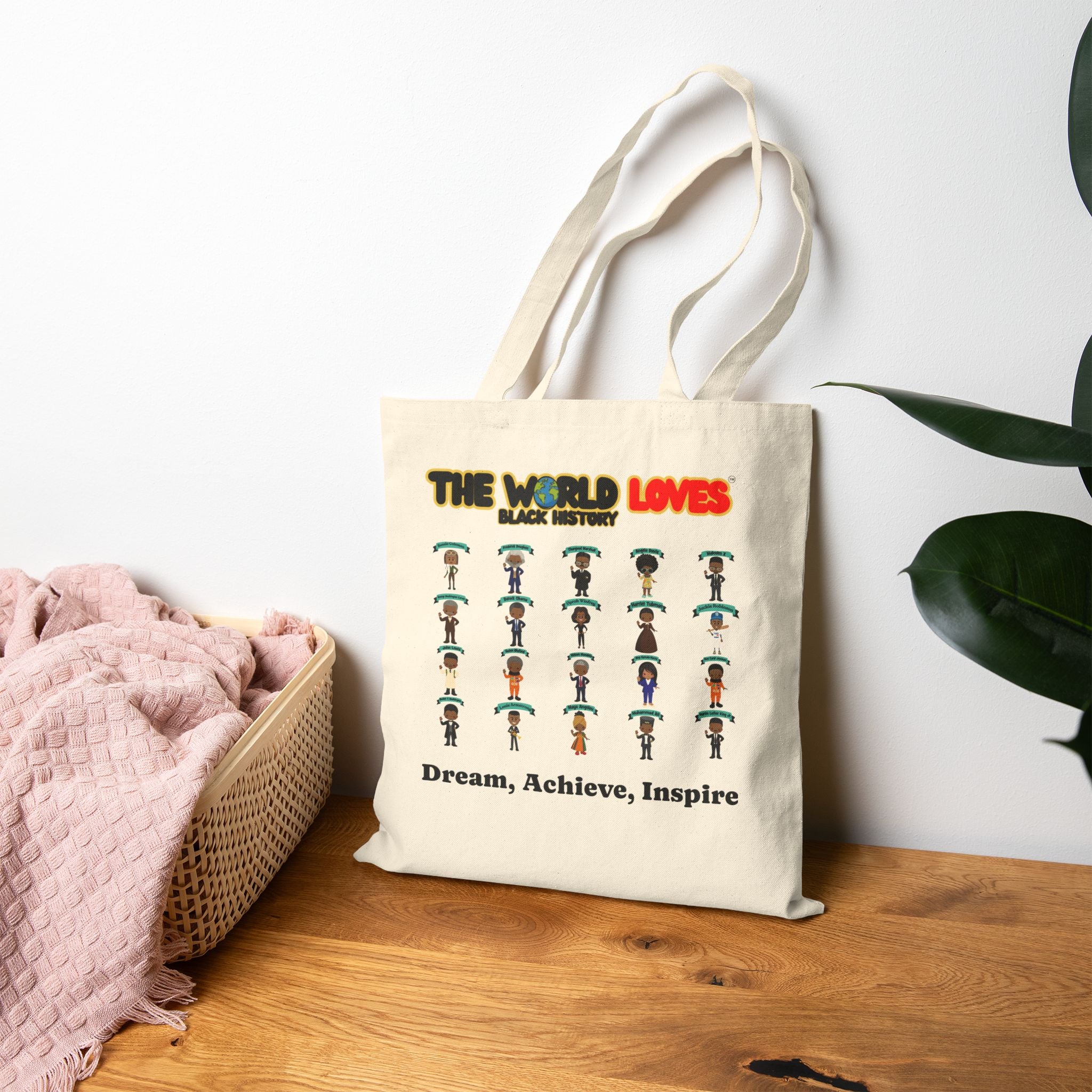 The World Loves™ Black History Canvas Tote — Dream • Achieve • Inspire