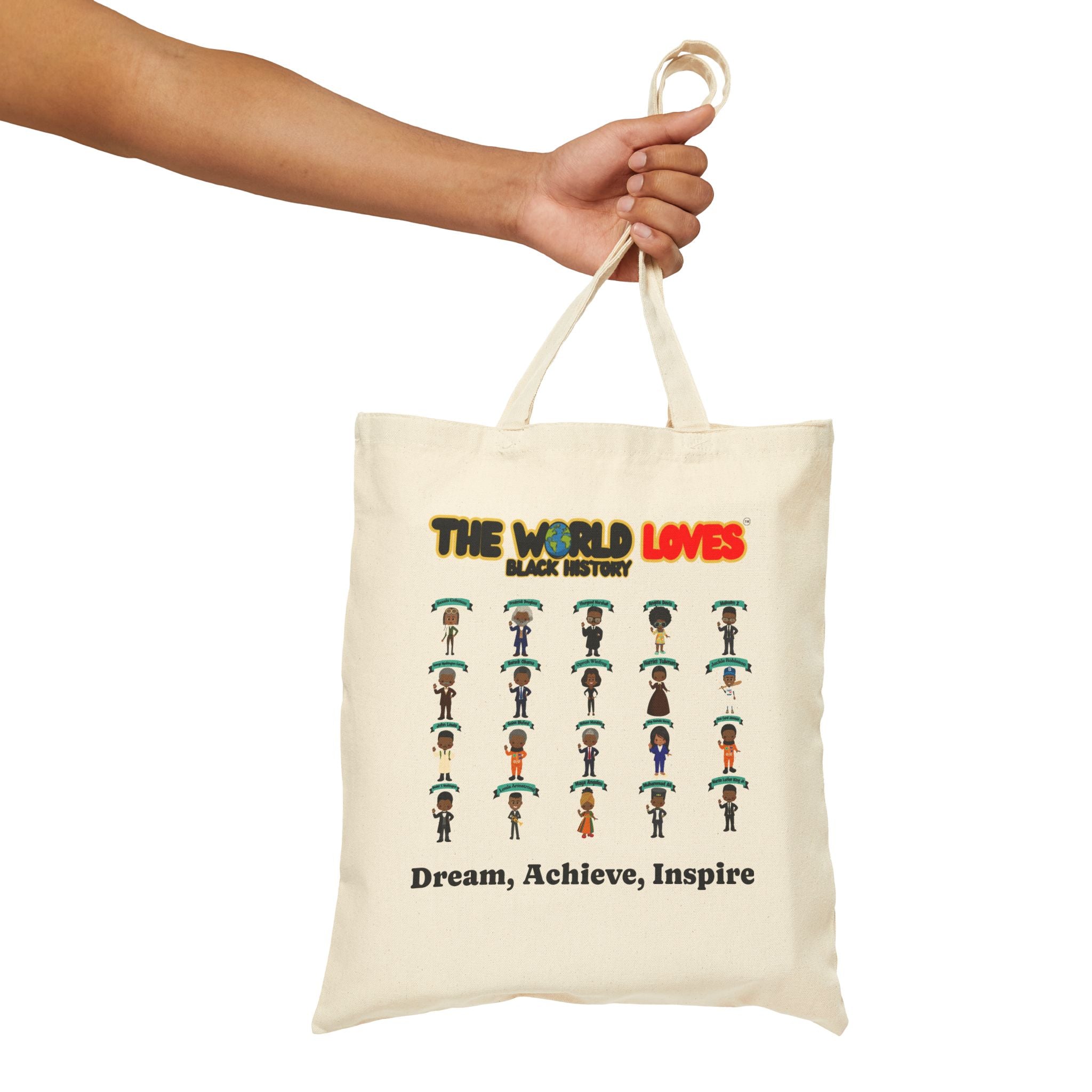 The World Loves™ Black History Canvas Tote — Dream • Achieve • Inspire