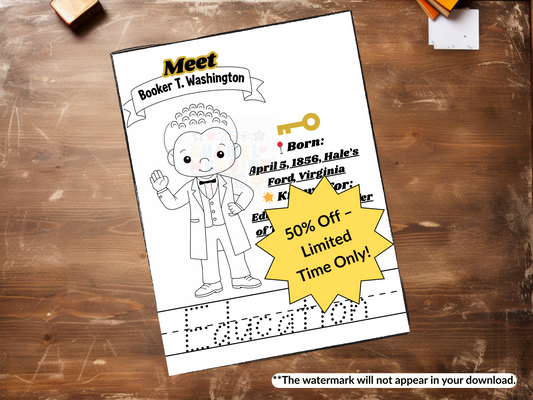 'Color Me & Learn' and 'Who Am I' Worksheets, 20 historical figures