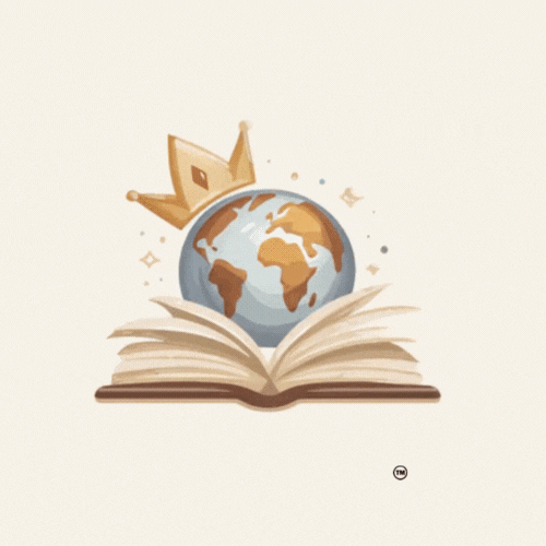 The World Loves Black History logo featuring a globe, crown, and open book symbolizing global education and children’s learning.